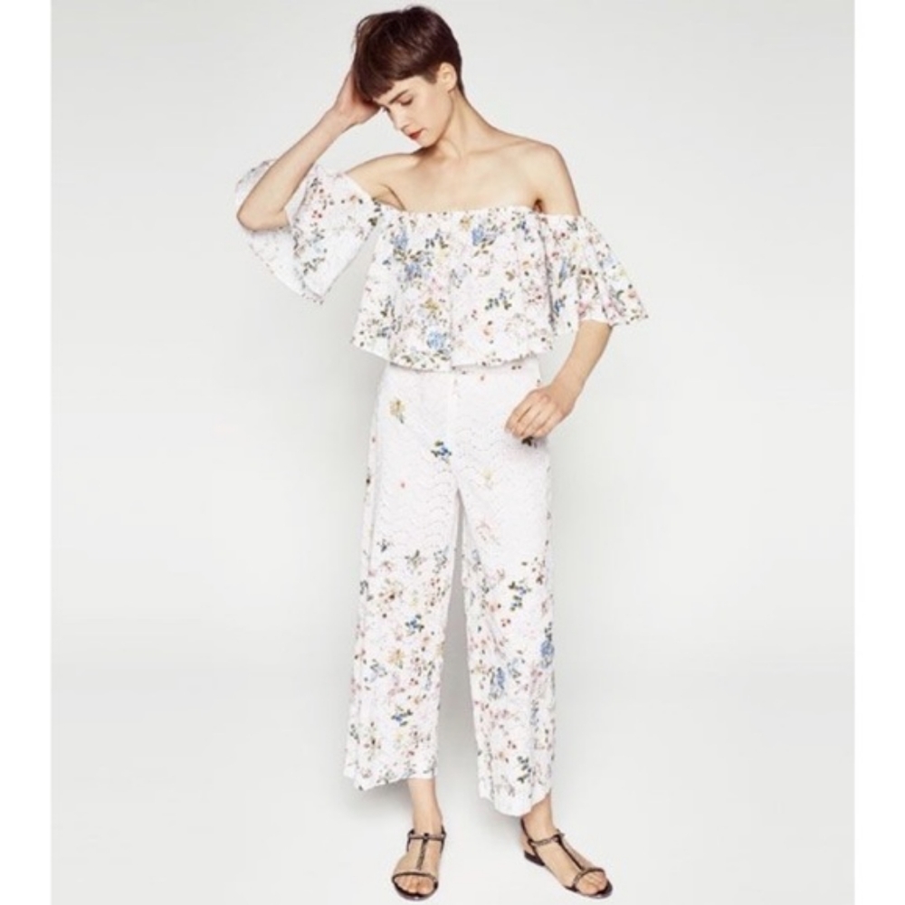 Zara Floral Eyelet Two Piece Set